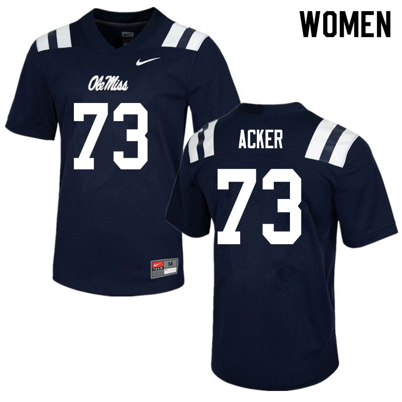 Women #73 Eli Acker Ole Miss Rebels College Football Jerseys Sale-Navy